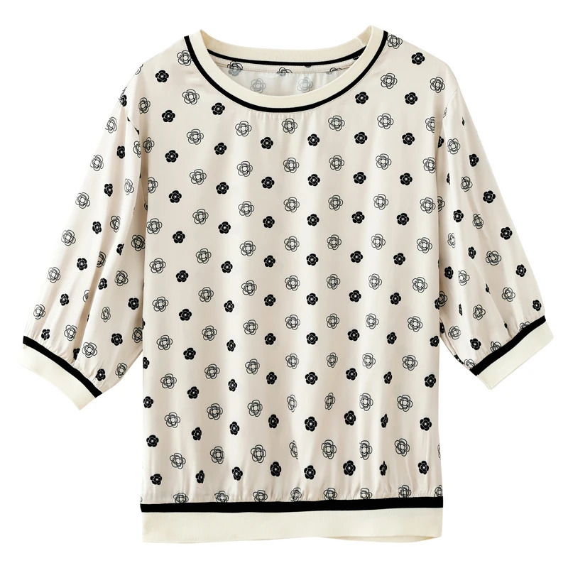 Spring Summer Casual T-shirts Fashion Printed Ladies T-shirts Short Sleeve Tees Tops 250723