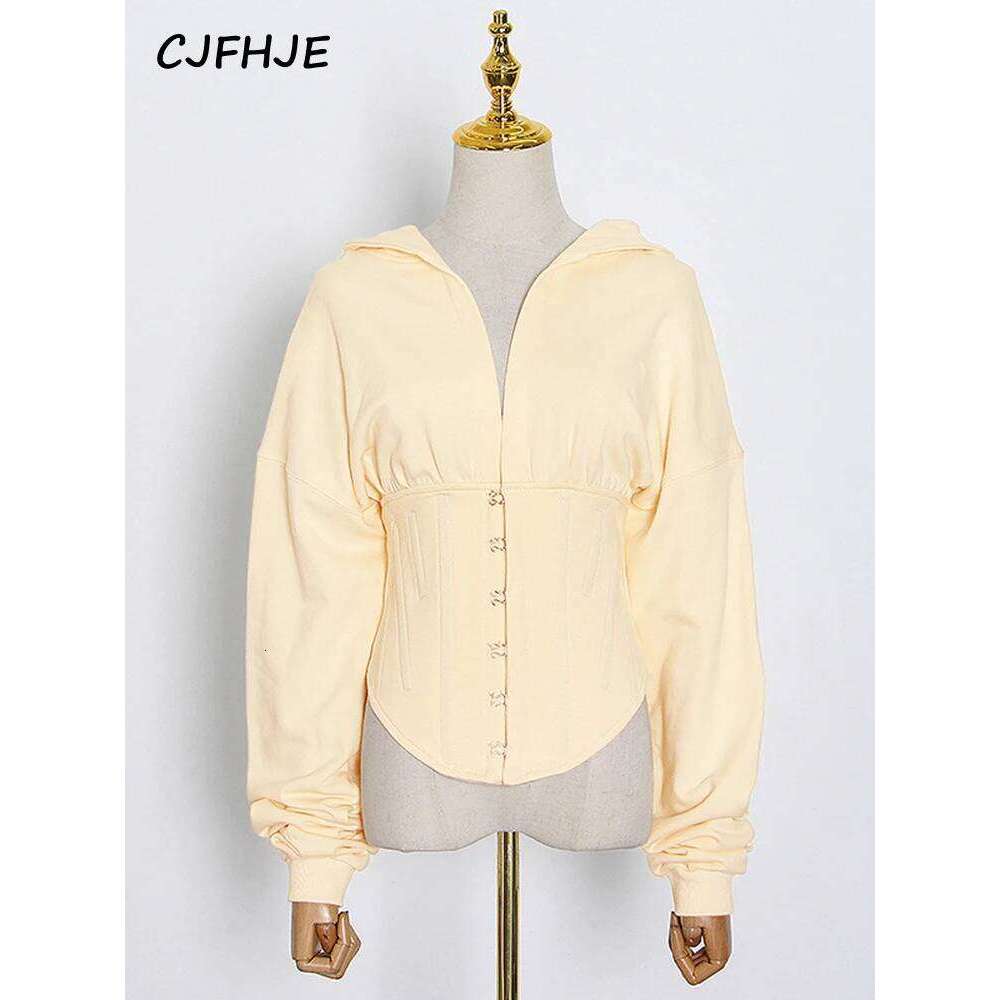 hoodie Women Bandage Corset Hoodie Spring Autumn Korean Fashion Waist Tunic Lace Up Hooded Sweatshirt Tracksuit High Street jacket