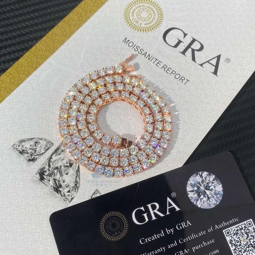 High designer necklaceTennis Chain moissanite Customized 6mm width 5 inches to 30inches length dia link chain for hip hop men and women