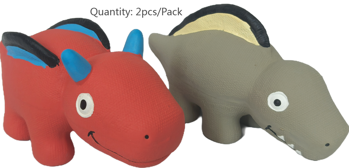 Squeaky Dinosaur Chew Pet Toy for Canines Made of Soft Latex with Ear Protection Puppy Dog Toys 2pcs/Pack
