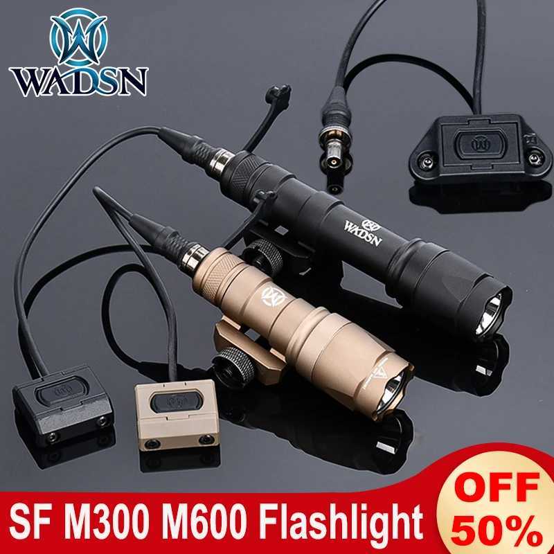 Vadsn Airsoft Tactical SF M600 M300 Weapon Flashlight M600C M300A White LED Light With Mlok Key Modbutton Pressure Switch Huntin W250722