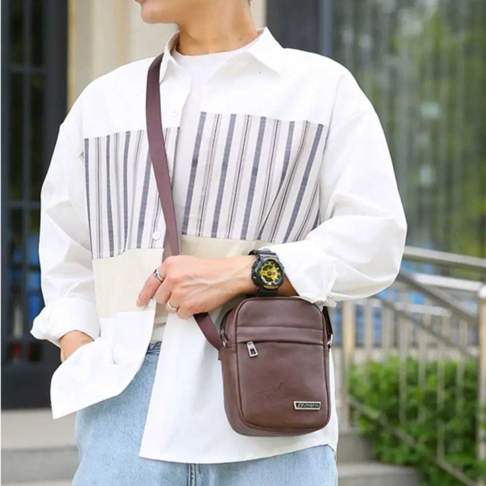 New PU Leather Mens Crossbody Bag Large Capacity Waterproof Shoulder Bag Phone Bag Casual Handbag Business Man Messenger Bag S250723