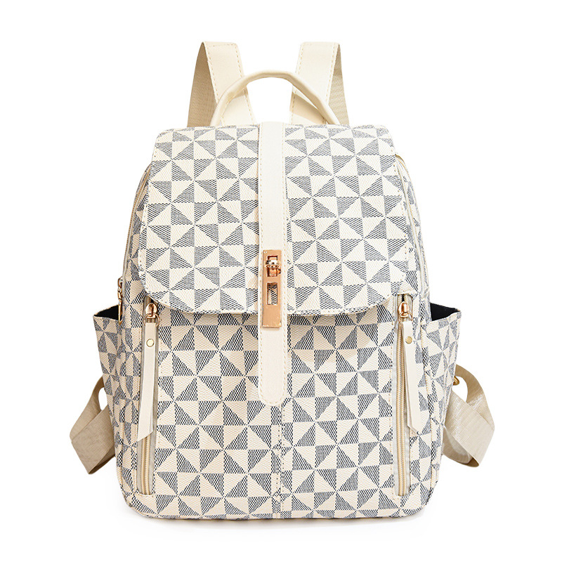 Female New Style Retro Leisure Presbyuse Large Capacity Schoolbag Backpack Print Fashion Trend Line Big Bag 2025S Hot