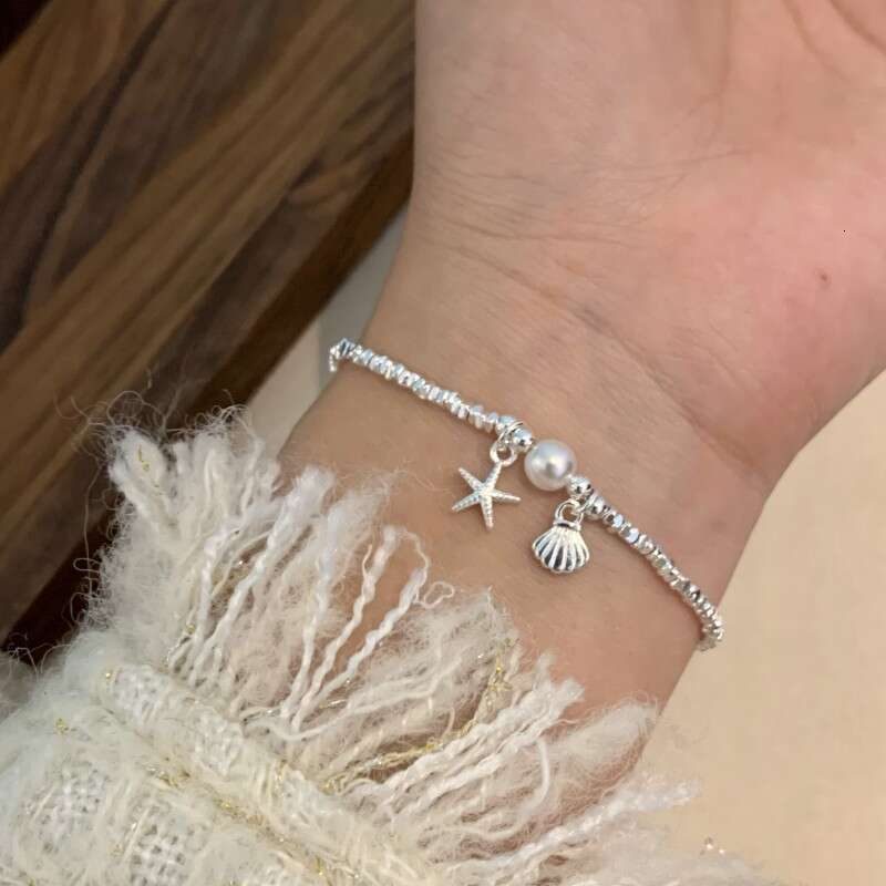 New Starfish Shell Fragment Sier Pearl Fashion Women's Bracelet Exquisite Student Korean Sweet Design Jewelry