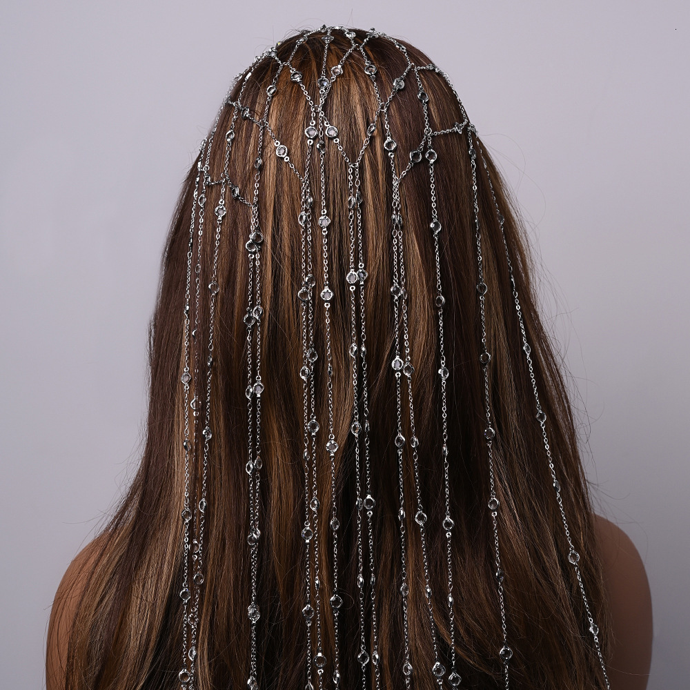 VVS Moissanite Studded Tassel Headband for Women Fairy Luxury Princess Vibe Ball Gown Hair Accessory