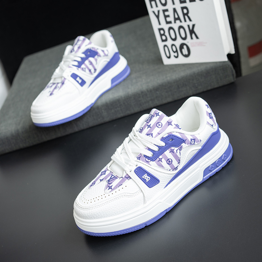 Trendy Printed White Sneakers 2025 New Style for Both Men and Women Thick - soled Low - top Couple's Canvas Shoes Versatile Lightweight and Casua