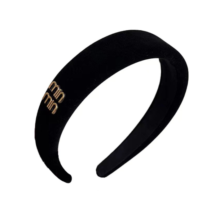 Black Vintage Velvet Hairbands Luxury French High-top Headbands with Letters Premium Red Velvet Hairbands