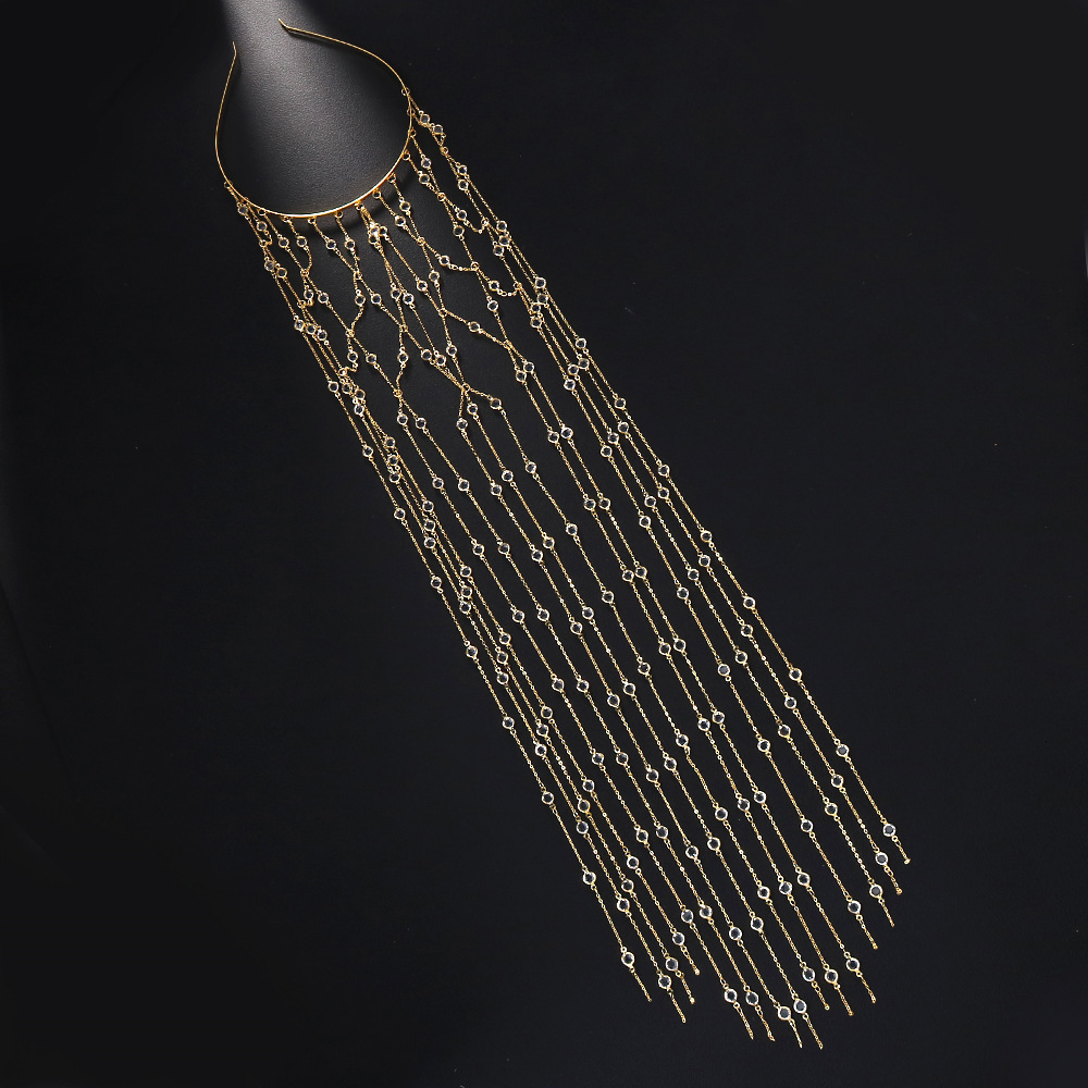 VVS Moissanite Studded Tassel Headband for Women Fairy Luxury Princess Vibe Ball Gown Hair Accessory