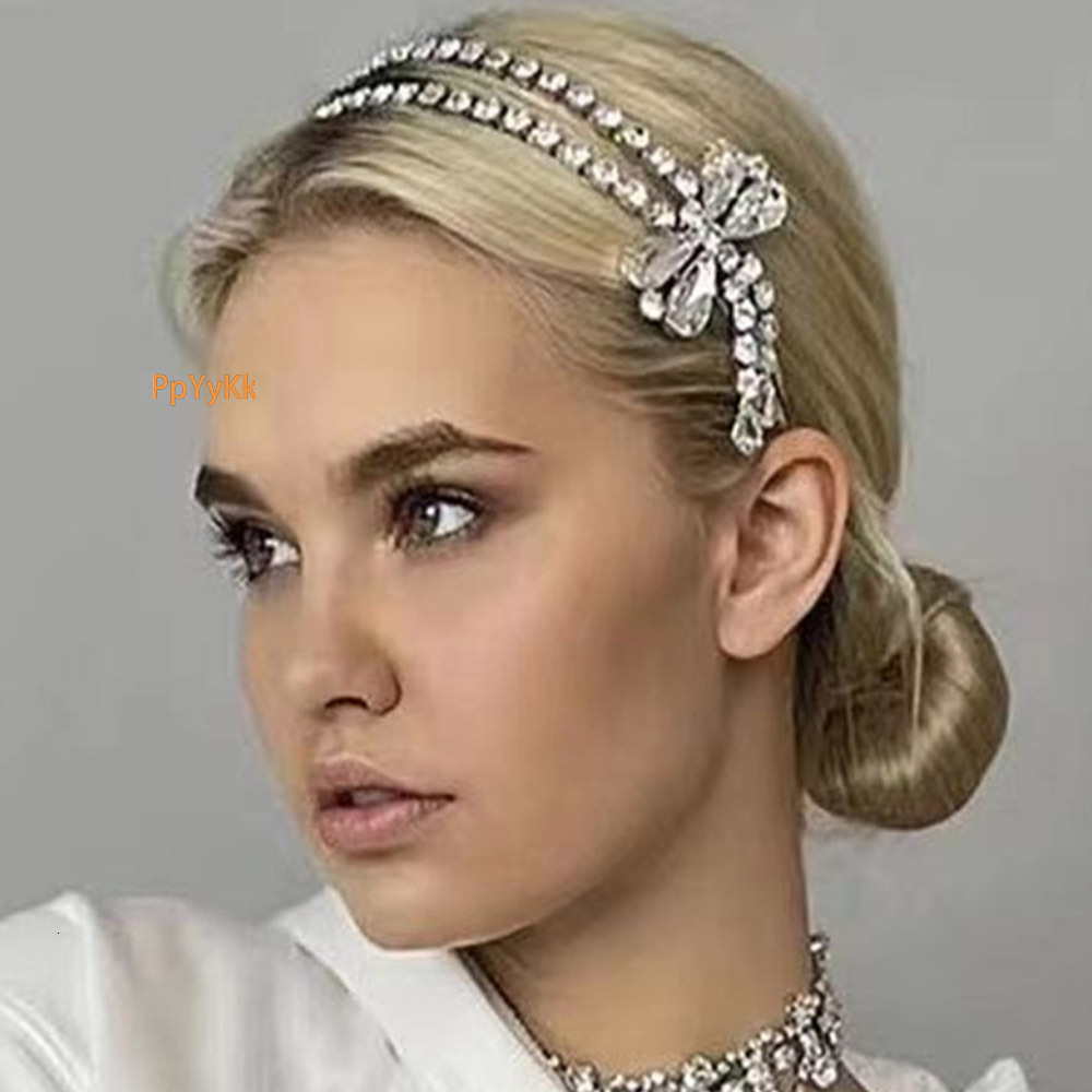 Hip Hop Iced out VVS Moissanite Studded Double Layer Bow Headband Gold Minimalist Elegant Princess Vibe Headpiece for Women
