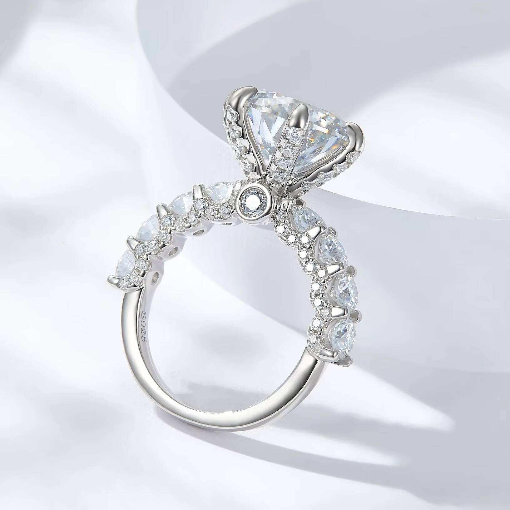 Ruizuan Hot Sale 5ct Wedding 925 Silver Promise Rings for Ladies Mossanite Diamond White Jewelry Accessories GRA CertificateGift
