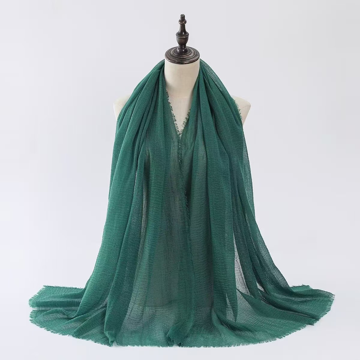 T1288 new spring and summer solid color super long shawl silk scarf versatile cotton linen linen short beard scarf female