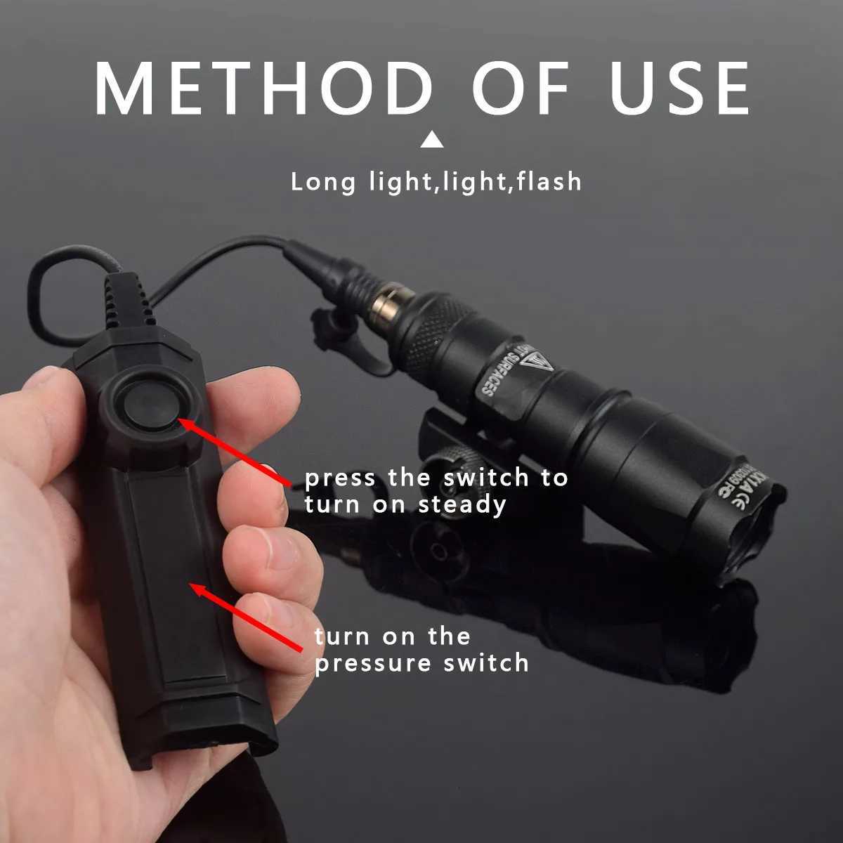 Tactical Surefire M300 M300B M300C Airsoft Weapon Flashlight Hunting Scout Torch Rifle AR15 Gun LED Light Button Remote Switch W250722