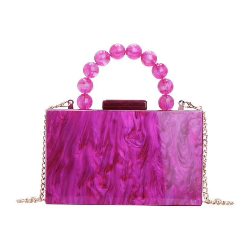 Elegant Acrylic Beaded Handbag with Adjustable Chains for Evenings