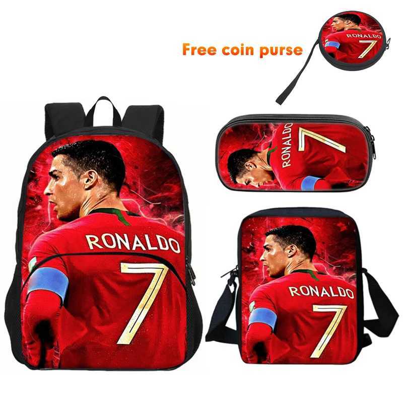 Ronaldo 3Pcs set Backpack Sport Shoulder Bag Pencil Case CR Backpack Football Star Book Bags for Boys Girls Best Gift S250723