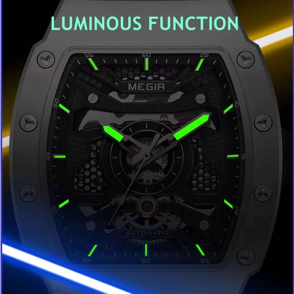 MEGIR Barrel Men's Mechanical Watch - Business Style, Automatic, Waterproof, Luminous - Hot Seller Watch