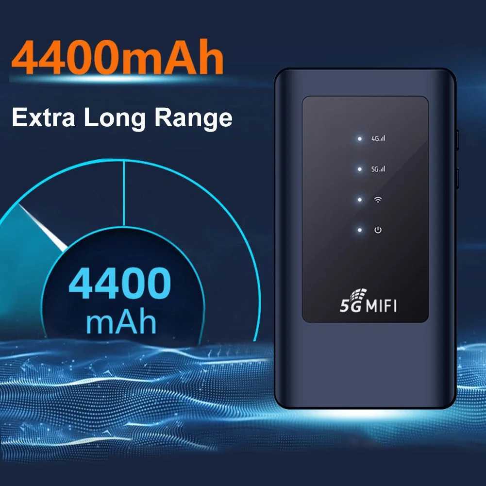 4G MiFi Mobile Modem Portable Wi-Fi Device with SIM Card Slot WiFi5 Dual Band 5Ghz Hotspot 4400mAh Wireless Wifi Router For Home XJ250723