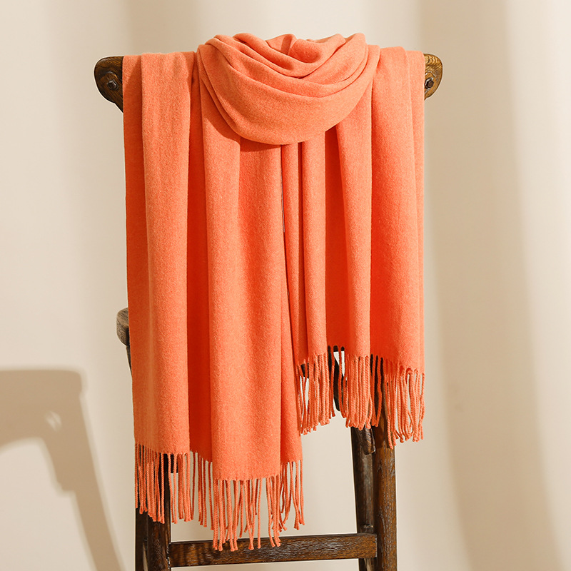 K1452 Pure color imitation cashmere scarf women winter thickened plain shawl neck wholesale