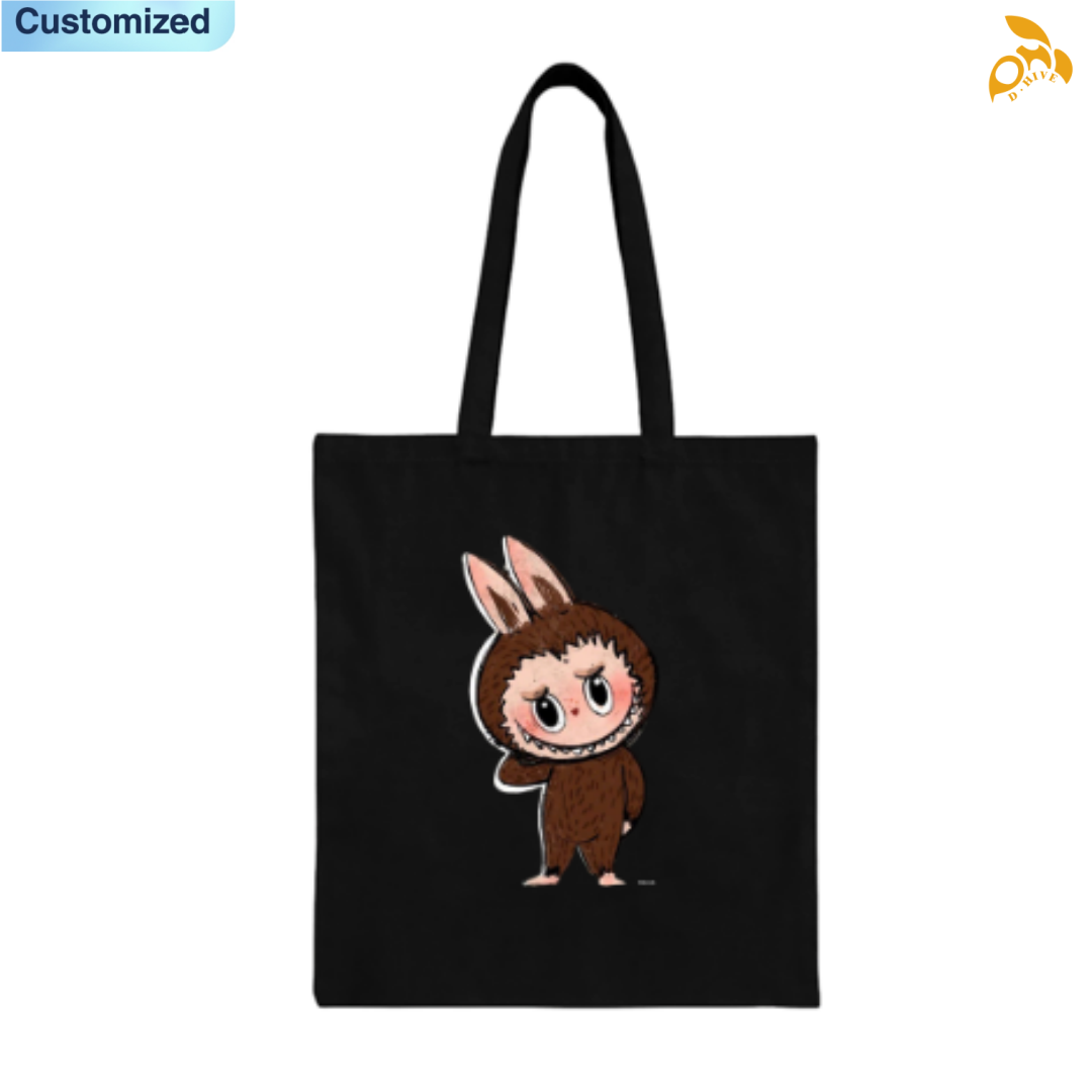 Free shipping fashion designers customize LABUBU Canvas Bags high-quality black full-print tote bags high quality soft