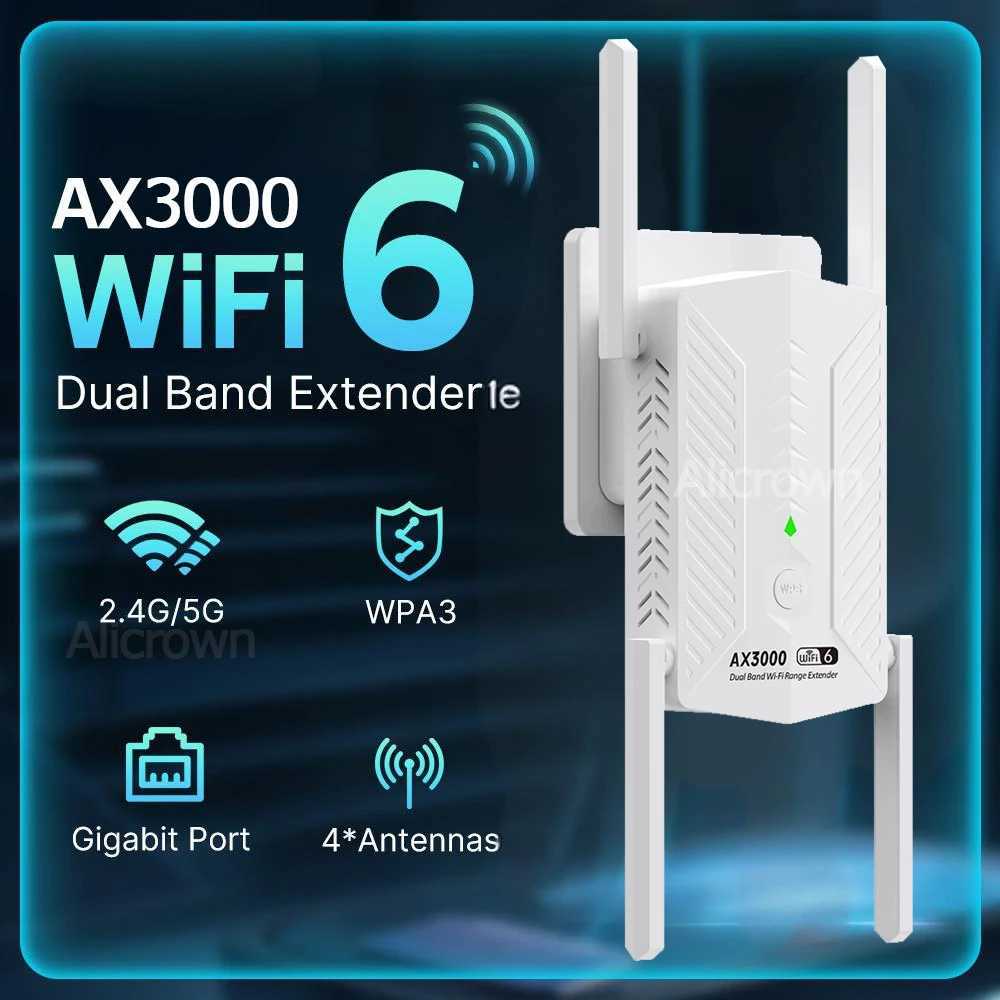 AX3000 WiFi sh Repeater 5GHz 2.chGHz Dual Band Gigabit Signal Booster 802.11ax Network Amplifier For Home Office Wi-Fi Extender XJ250723