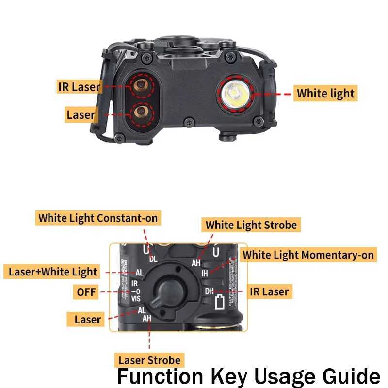 NGAL All Metal WADSN Red Green Blue Dot Strobe IR Ray Aiming LED White Light Hunting Scout Light Airsoft Weapon Accessory W250722