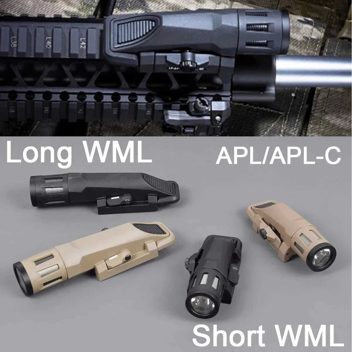 Tactical WMLFlashlight APL Weapon Gun Light Airsoft AR15 Rifle Pistol Light Constant-on/Momentary-on/Strobe Fits 20mm Rail Torch W250722