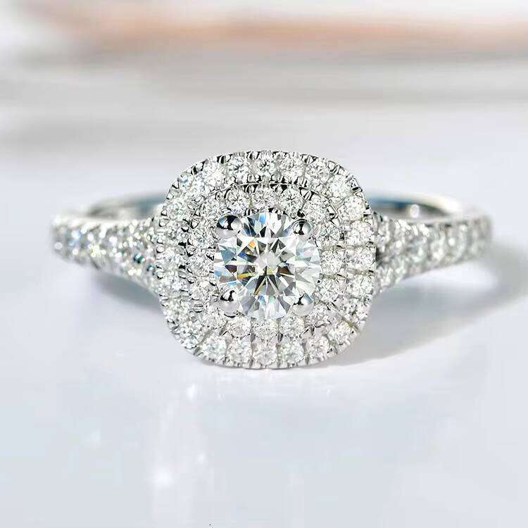 Hot Selling 2ct Engagement Jewelry 14K White Gold D/VVS Clarity Moissanite Dia 2 Rows Iced Out Wedding Ring for Women Men