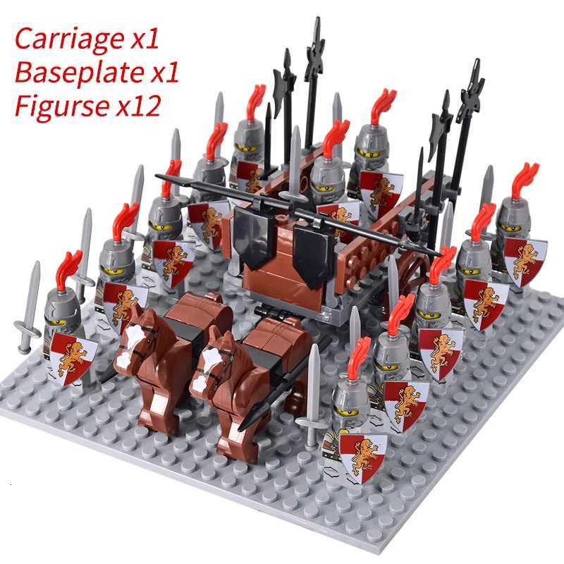 Medieval Knights Mini Action Figures Building Blocks Roman Chariot Carriage Soldier War Horse Bricks Toys for Children Gift W250723