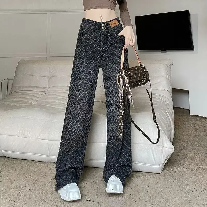 Spring Summer Fashion Office Lady Appear Thin Jeans Women Simplicity High Waist Wide Leg Trend All-match Temperament Straight 250723