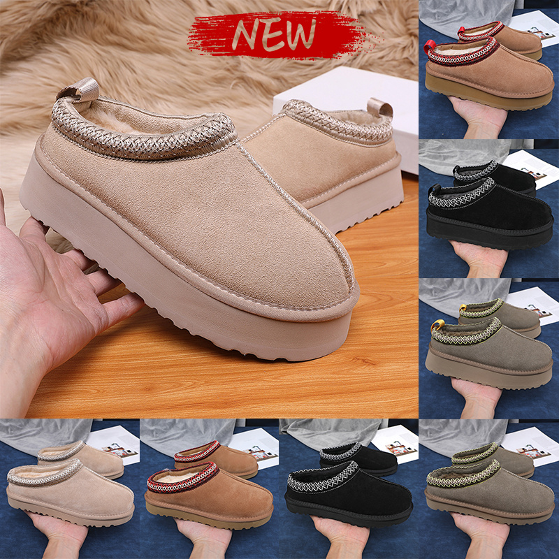 Designer Tazz Slippers Tasman Slip-on Fur Slides Men Women Luxury Snow Boots Ultra Mini Platform Boot Winter Warm Shoes Suede Woolen Womens Ankle Booties Size 35-46