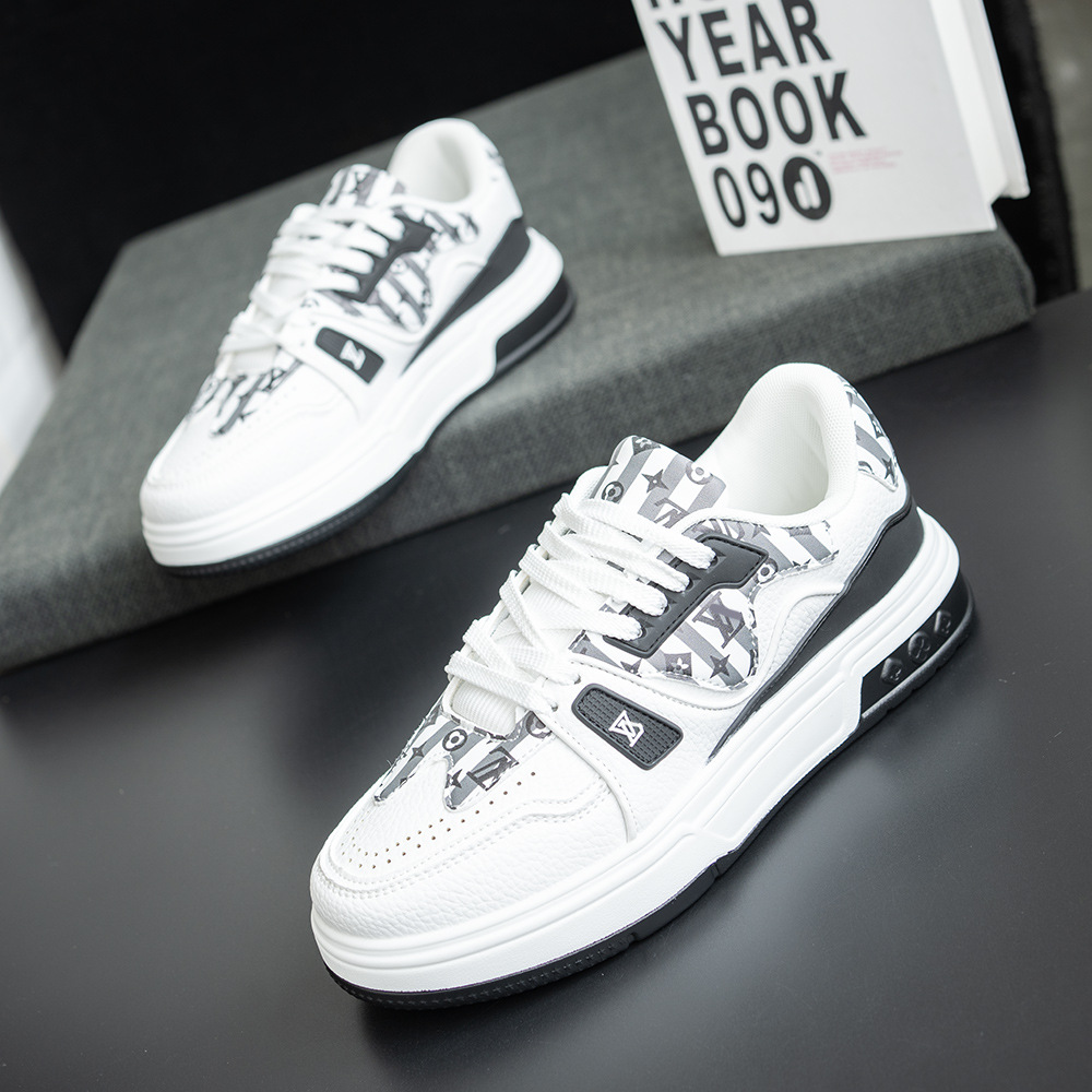 Trendy Printed White Sneakers 2025 New Style for Both Men and Women Thick - soled Low - top Couple's Canvas Shoes Versatile Lightweight and Casua