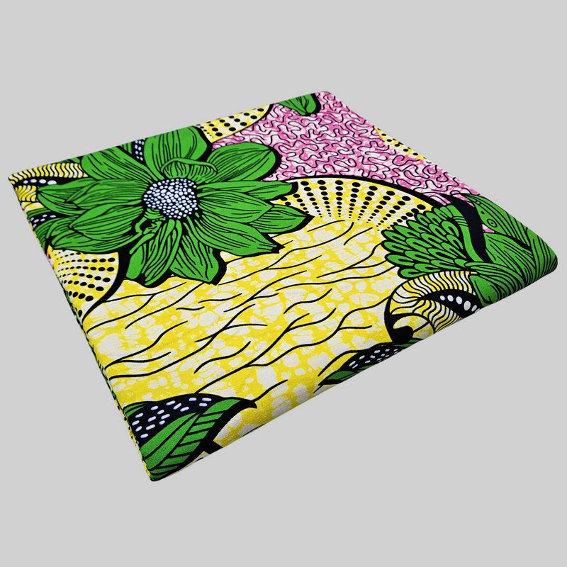 Exquisite Dutch Wax Prints Fabric - 6 Yards Long Floral Motif - Super Holland Wax Material - Cloth Ideal for Sewing Projects