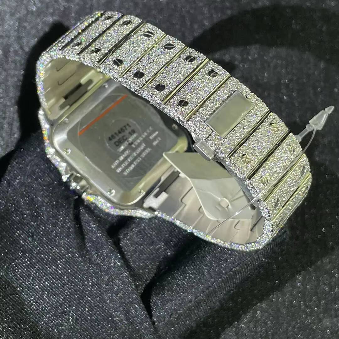 High Quality Luxury Moissanite Automatic Watch Men's Iced out Bling Bling Hip Hop Style Diamond Studded Watch