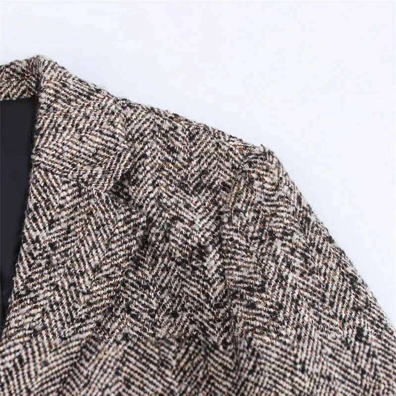 hoodie Casual Texture Double-Breasted Women's Blazer Jacket Independent Station Style Small Fragrance Wind Polyester Fiber Coat jacket