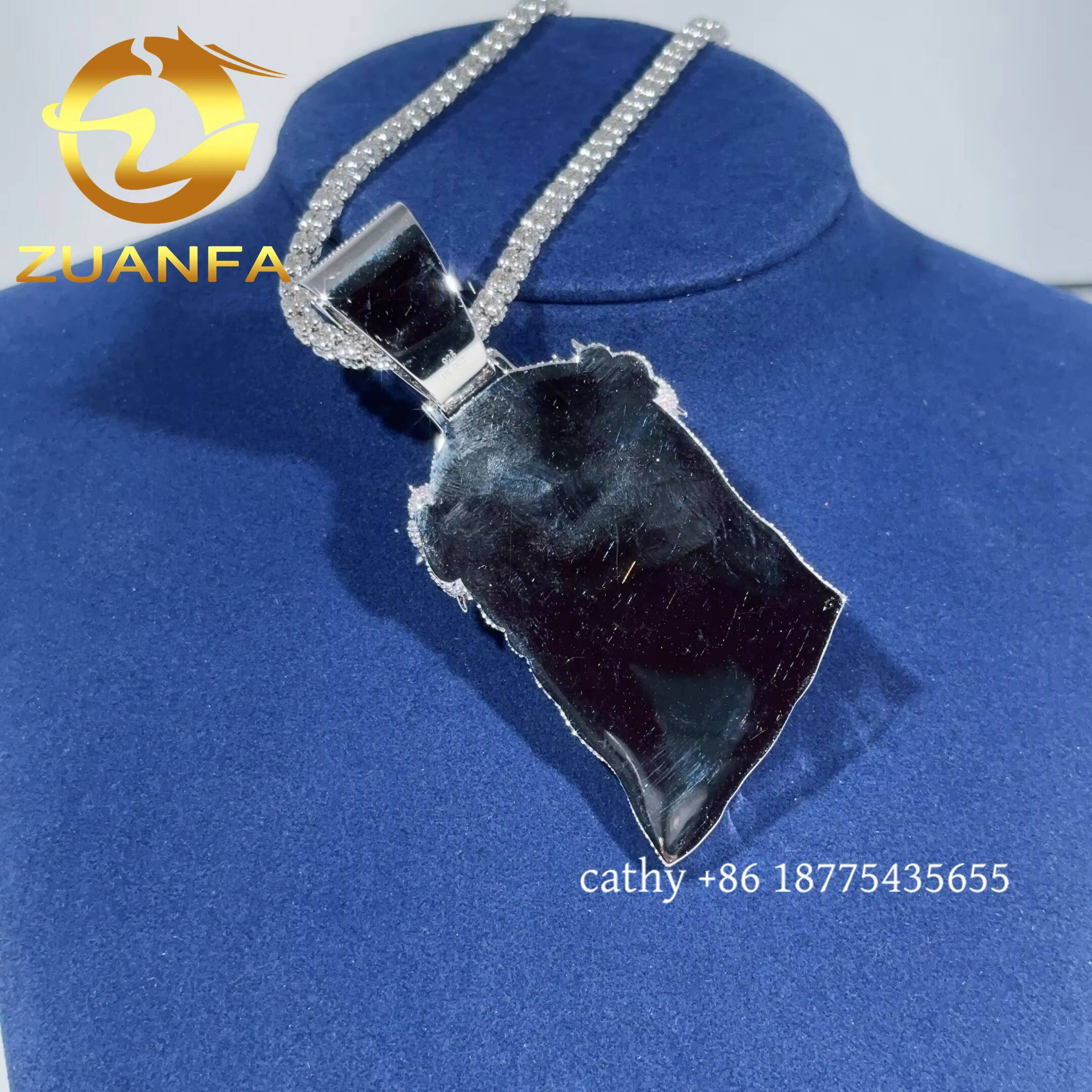 Fashion Jewelry Blue Green Moissanite Diamond Jesus Head Iced Out Custom Pendant 925 Silver Moissanite Hip Hop Head Pendant