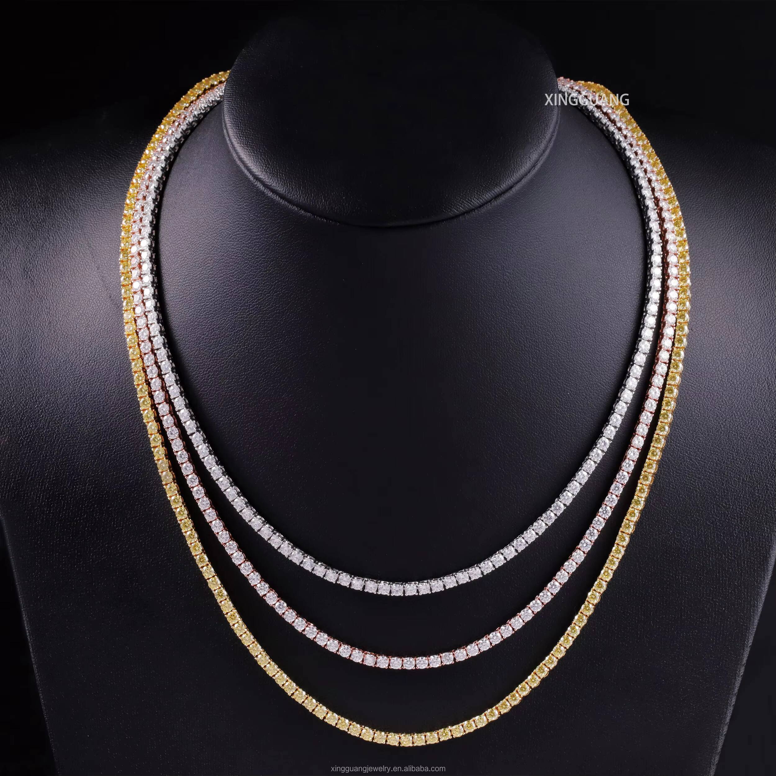 Factory Price VVS Moissanite Tennis Chain Fine Jewelry 2mm-6.5mm Wide in Stock S925 Silver GRA Moissanite Tennis Chain Necklace