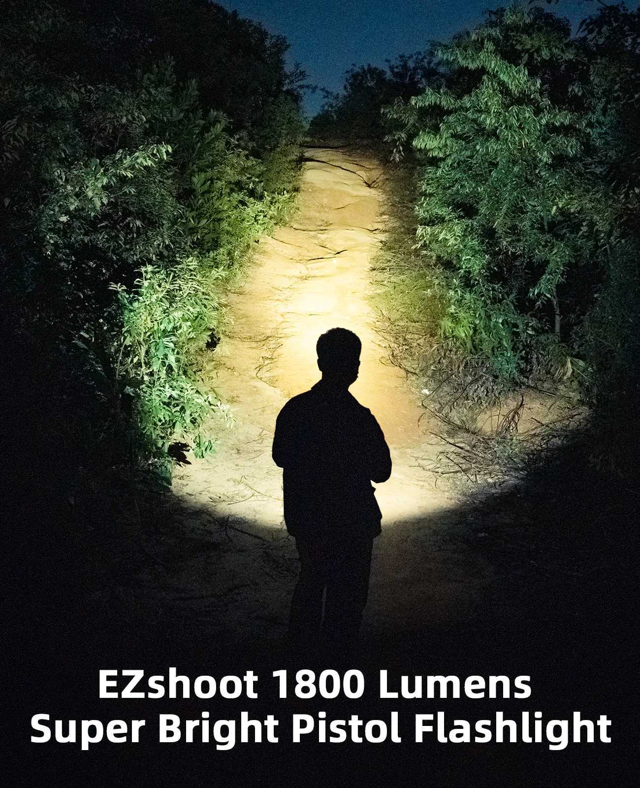 1800 Lumens Tactical Flashlight Compact Pistol LED Light Compatible with Picatinny and GL Rails Strobe Mode W250722