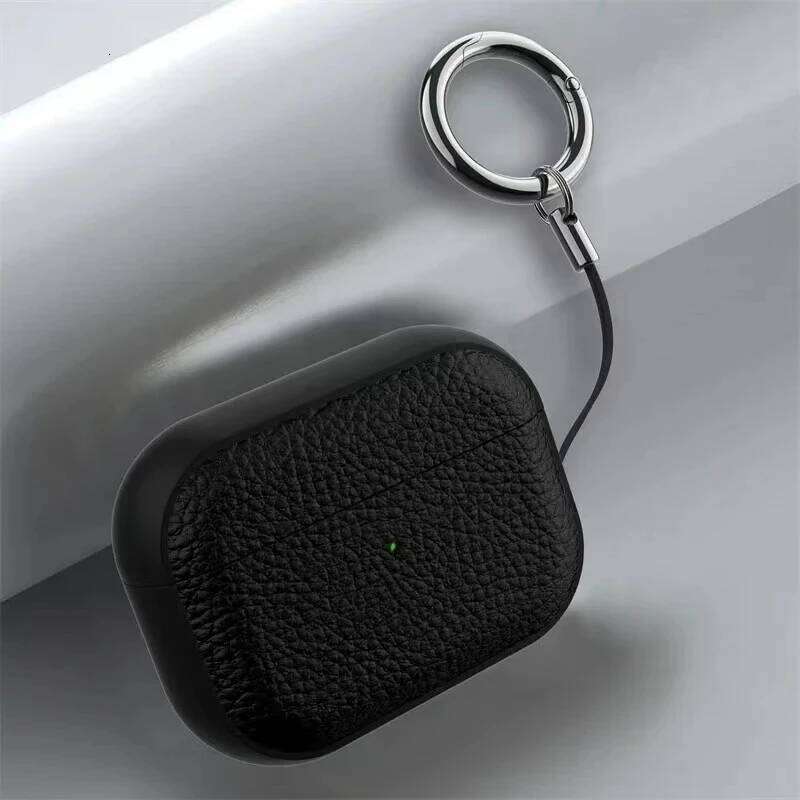 leather texture case for apple 1 2 3 4 pro air pods wrieless bluetooth earphone protective cover antilost headphone bag