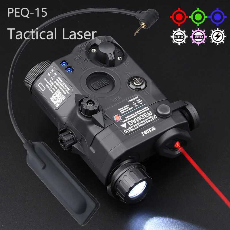 Tactical Airsoft PEQ-15 PEQ15 LA5C Red Dot Green Blue IR Fill Light Laser Indicator Scout Light LED Strobe Flashlight PEQ W250722