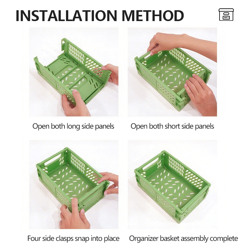 Desktop Plastic Organizer Storage Box - Foldable Small Basket for Cosmetics, Student Stationery, Sundries & Storage Bin