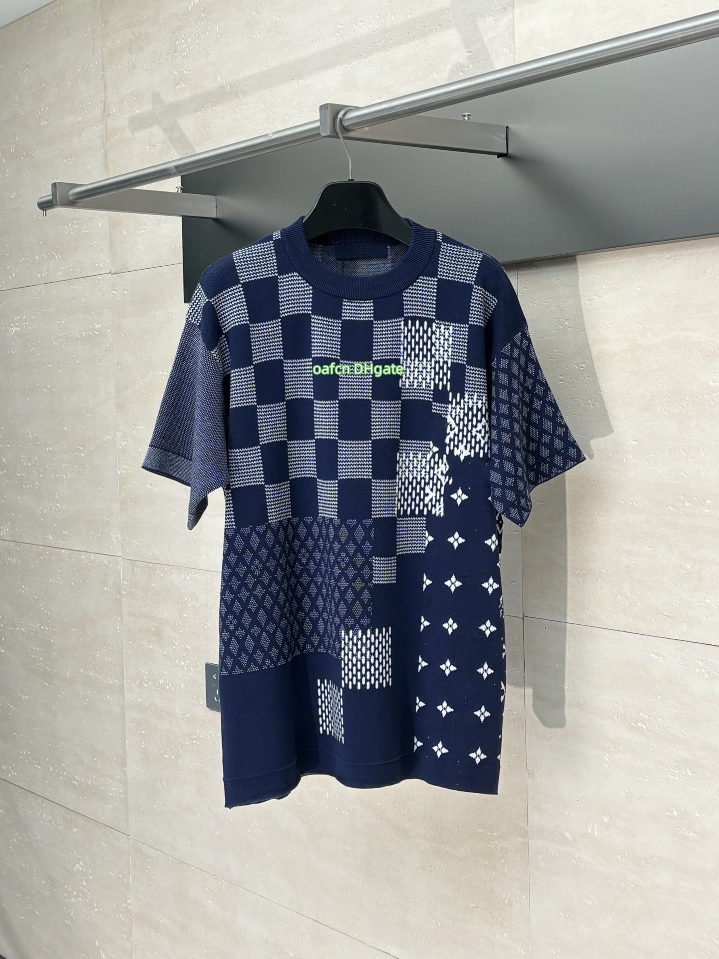 Designer T Shirt Casual Tees With Letters Print Short Sleeves Top Sell Luxury Men Hip Hop clothes Jacquard color blocked checkerboard knitted short sleeved T-shirt