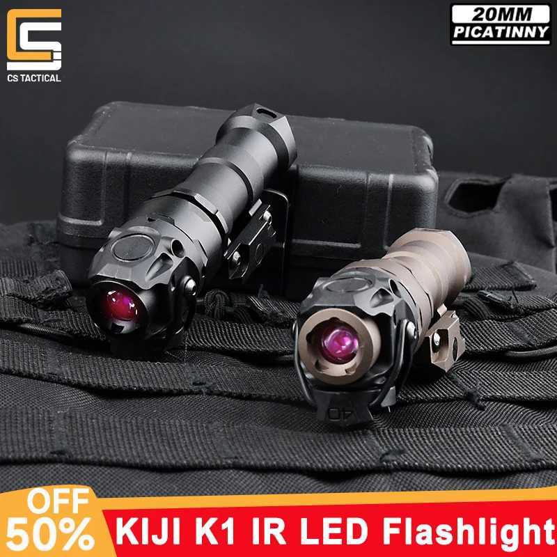 Metal KIJI K1 IR Illuminator Flashlight Hunting Weapon IR LED Scout Light Dual Function Pressure Switch Fits 20mm Picatinny Rail W250722