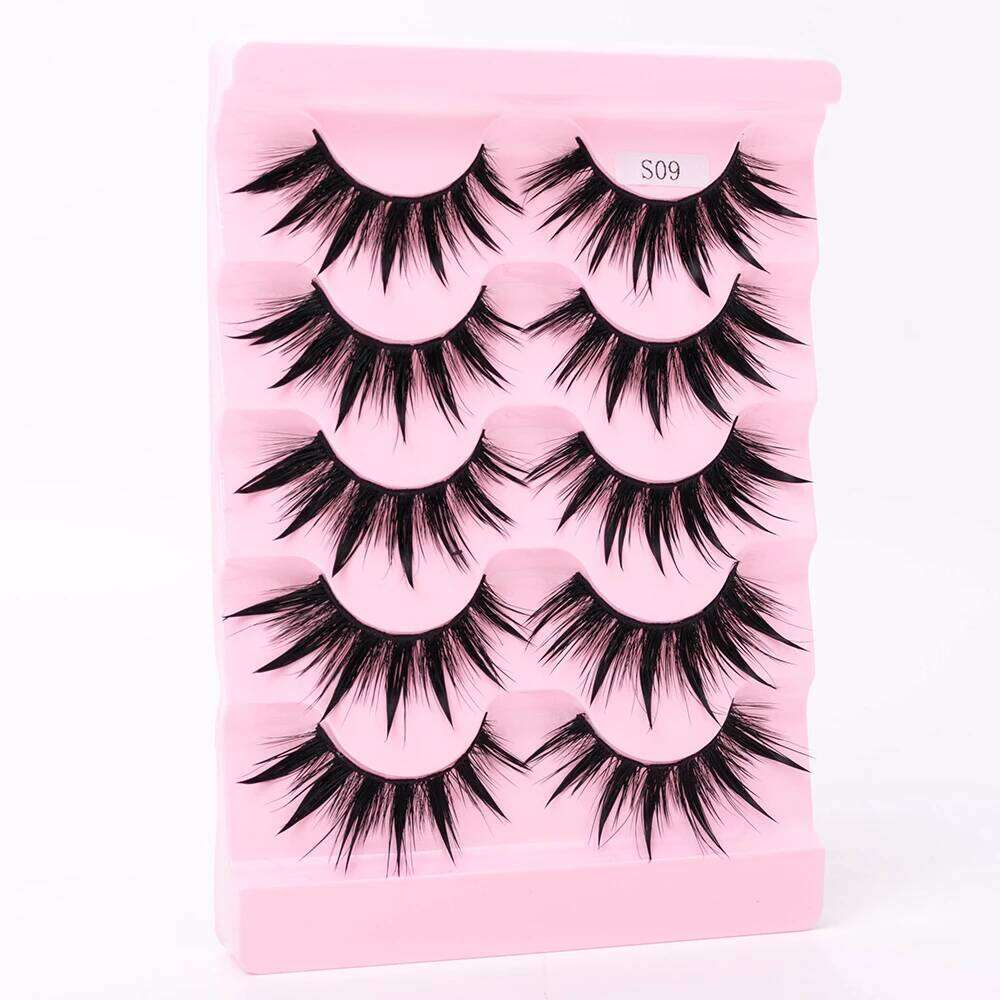 NEW 5Pairs Natural 3D Dramatic Fairy Clusters Manga Fake Eyelashes Wet Look Cosplay Lashes X250723