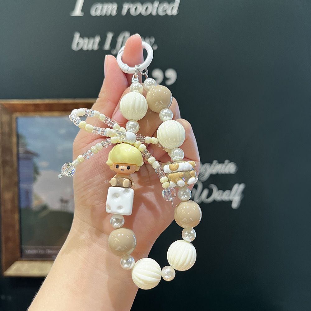 Bubble Mart Cute Bead Chain Hand-painted Beads DIY Blind Box Keychain Phone Pendant Small Gift