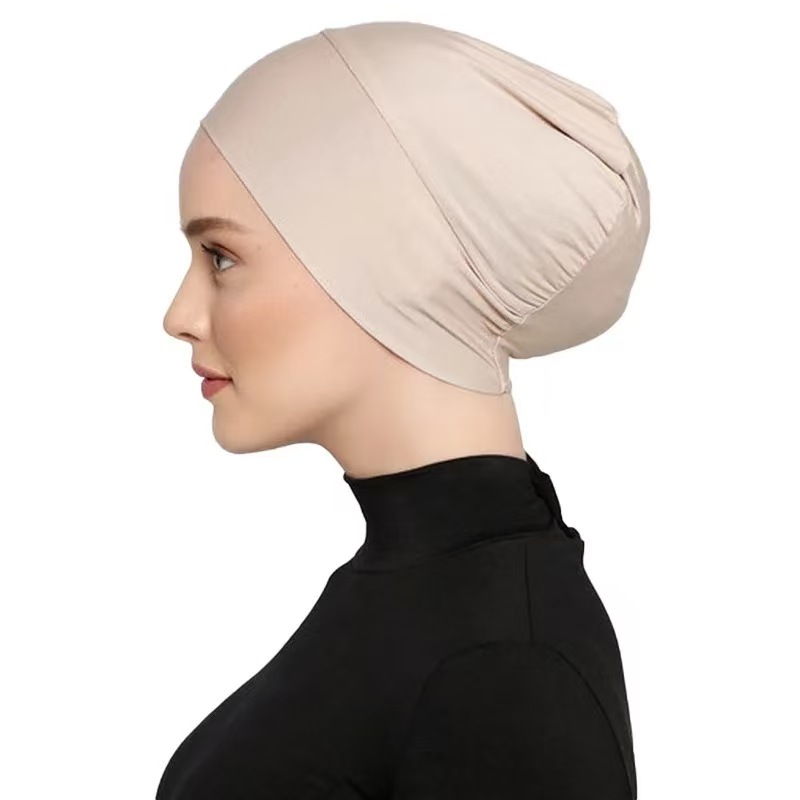 T1290 solid color modal mercerized cotton elastic base cap elastic breathable comfortable base cap headscarf