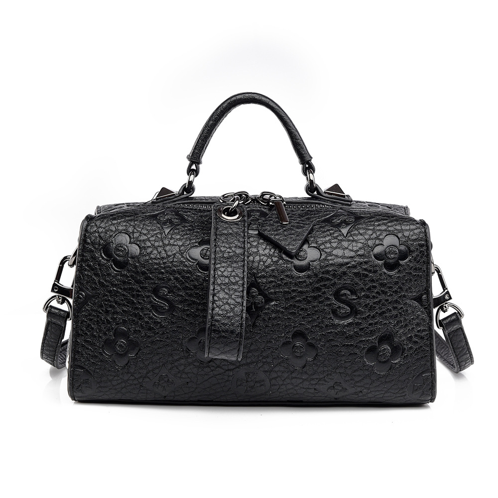 Single shoulder bag three-dimensional embosed bag women fashion large capacity pillow bag senior sense soft leather hand carry crossbody bag