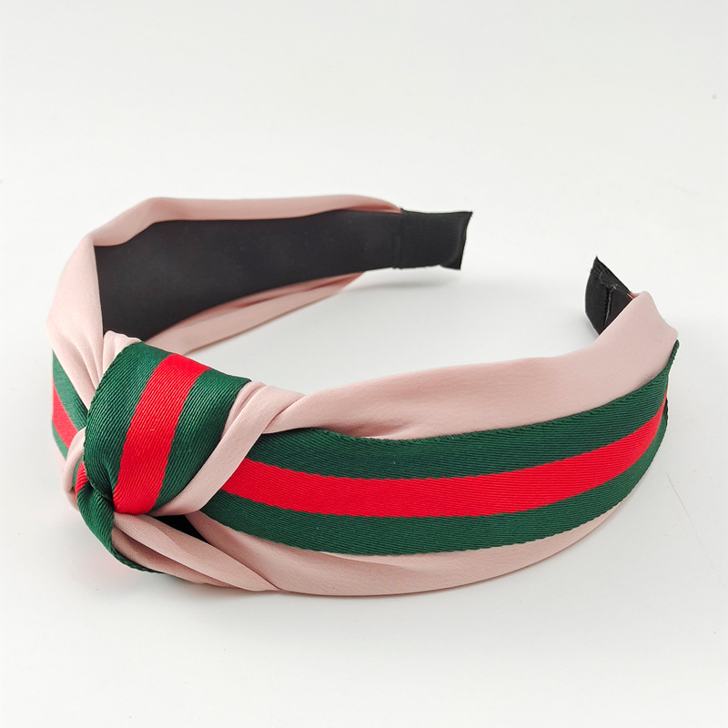 Stripe Ribbons Knotted Hairbands British Style Hair Clips Wide Edge Wide Ladies' Outdoor Crossover Headband Hair Accessories