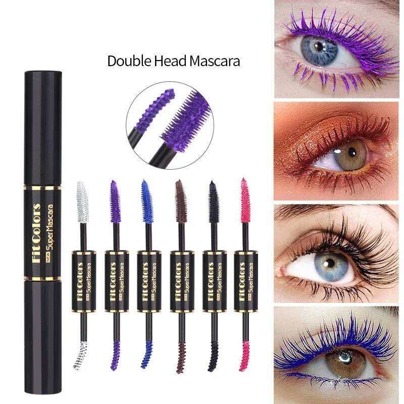 1pc Double head Waterproof Colorful Eyelashes Extension Thick Curling Quick Dry Long-lasting Blue ple White Mascara X250722