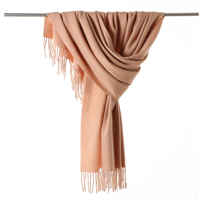 K1441 Autumn and winter solid color wool warm shawl scarf for girls high-end tassel ladies all-match cape