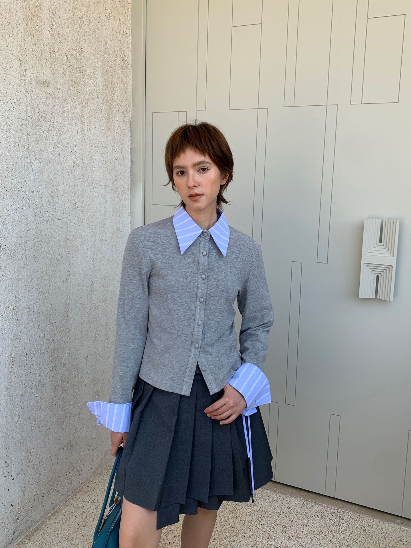 plaid long sleeve T Shirt A120636 Colur Clothing Spring Summer polo Collar T-shirt Streetwear Embroidery Letter 240814