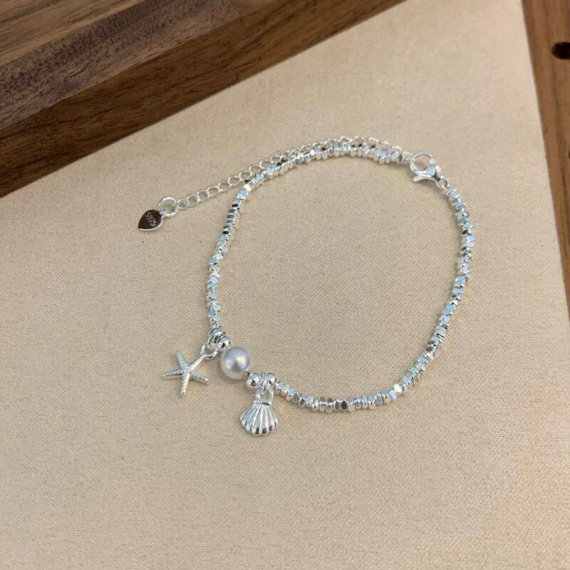 New Starfish Shell Fragment Sier Pearl Fashion Women's Bracelet Exquisite Student Korean Sweet Design Jewelry